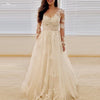 HW244 Real Pictures Long Sleeves A line Boho Wedding dress