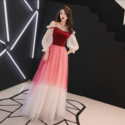 BH317 Lantern Sleeve Gradient Homecoming dresses ( 2 Colors )