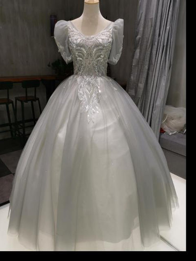 CG294 Real Photo Quinceanera Dresses ( Champagne/Grey)