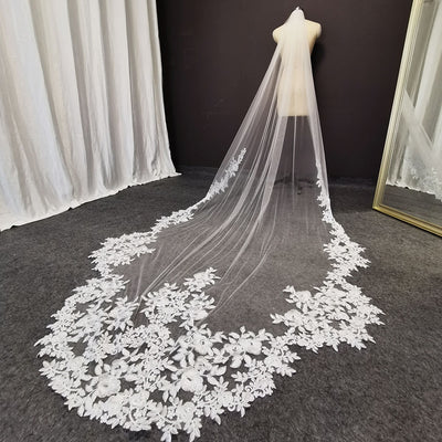 BV58 Real Photos Long Lace Wedding Veil