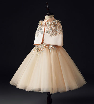 FG149 embroidery  A Line Baby Girls Dresses with cape
