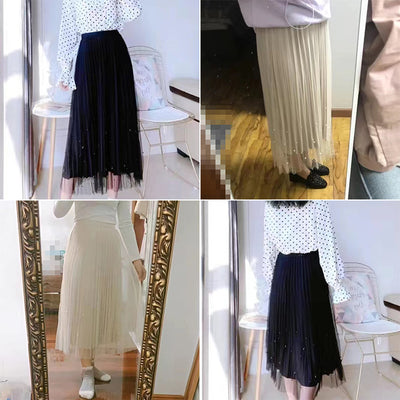 CK124 Pearls Velvet Pleated skirts ( 8 Colors )