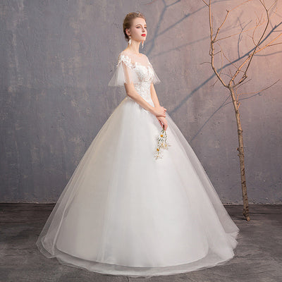 CW239 Cheap vintage short Sleeves Wedding dress
