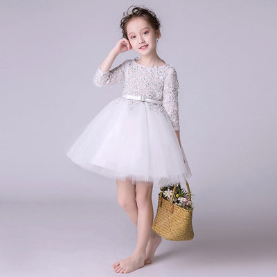 FG168 : 3/4 sleeve lace Flower Girl Dresses