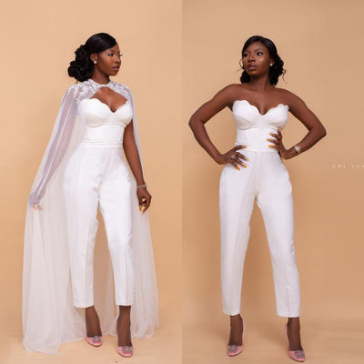 PD44 Ankle length Wedding Jumpsuit with Wrap