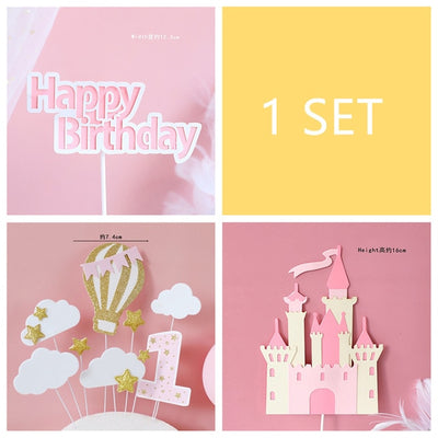 DIY323 Pink Princess Girl Cake Toppers & Decorations