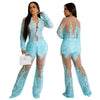 TP80 : 2pcs Lace Prom pantsuit sets (white/black/Blue)