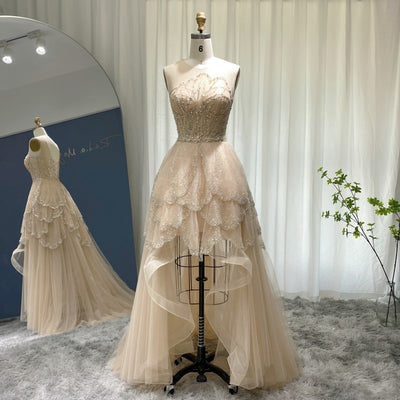 SS261 Luxury Champagne High Low Wedding dress