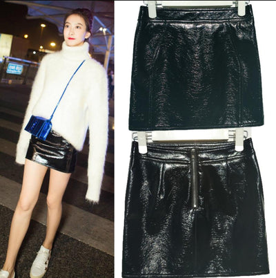 CK134 Leather skirts (Silver/Black)