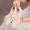 BS306 Pearl Lace Wedding Heels (White/Black)