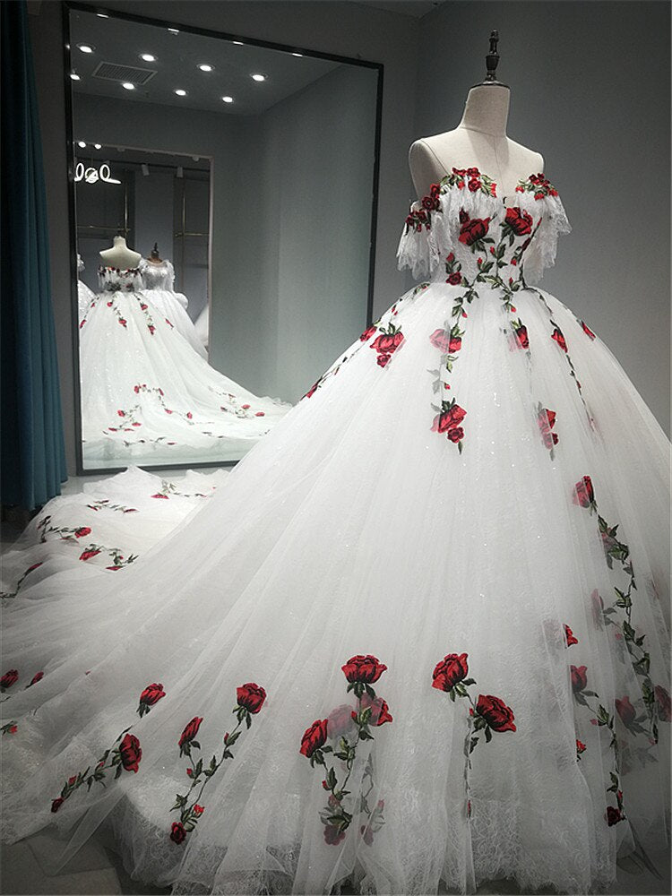 CG394 Red Rose Wedding dress for Pre wedding photoshoot