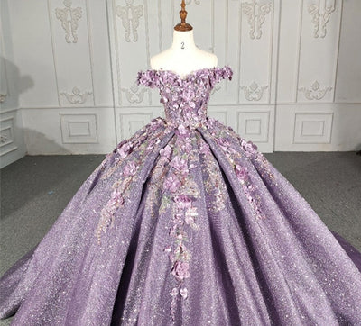 CG382 Real photo Luxury Purple Prom ball gowns