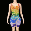 KP98 Real pictures Sparkly Multicolor Rhinestones Mesh Dress