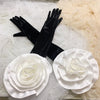 BV262 Vintage long velvet Gloves For Bridal party (Black/Red)