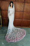 BV181 Wedding Veil with 3D Pink White Petals