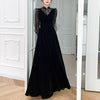 PP615 Simple Black velvet Evening dress (XS-3XL)