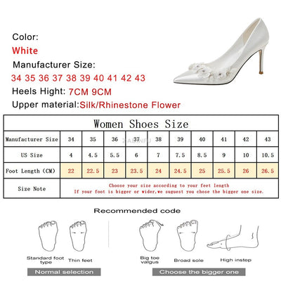 BS304 Embroidered Pearl Flowers Satin Bridal heels