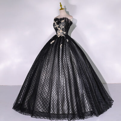 CG385  Vintage Black Quinceanera Dress