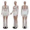 TP80 : 2pcs Lace Prom pantsuit sets (white/black/Blue)