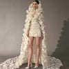 SS296 : 2pcs/Set strapless 3D flower Mini Wedding Dress+Long jacket