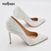 BS319 Satin Bridal shoes Butterfly Pearl Embroidered