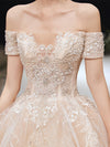 HW436 Luxury Champagne sequined Wedding Dress