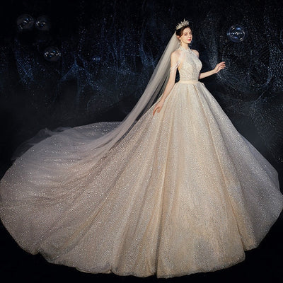 CW508 Real picture Halter Sequin Tassel Wedding Gowns