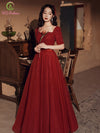 LG338 Luxurious square Collar Pearls Beading Long Evening Gown