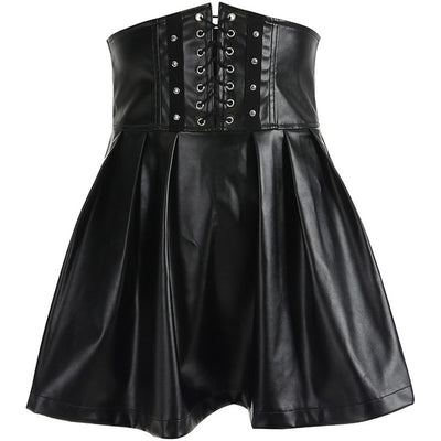 CK32 Gothic Harajuku faux Leather Skirt