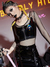 TJ178 Fashion Punk leather Crop Tops