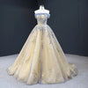 CG395 Off The Shoulder Sequins Ball Gown with small train