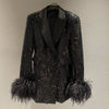 TJ162 Black sequin feathers Blazer