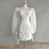 SS302 Real Picture Short Wedding Dress Long Puff Sleeves