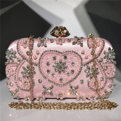 CB140 Handmade  Rhinestones & Pearl  Clutch Bags ( 3 Colors )