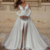 CW945 Custom made  satin wedding dress with overskirt