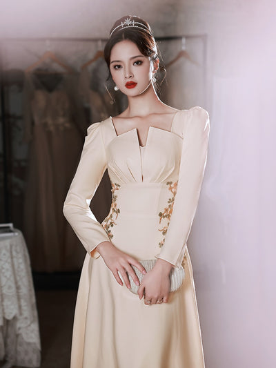 BH423 Bridesmaid dresses Champagne Floral Embroidered  ( 2 styles )