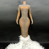 KP146 Sparkle Transparent Feather Long Dresses ( 6 Colors )