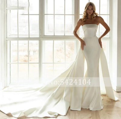HW192 High quality strapless mermaid wedding gown with detachable train
