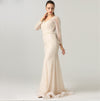 LG335 Real Photo long sleeves pearls beaded Evening Gowns(2 Colors)