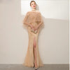 LG314 Glamorous beading Evening Gowns with feather cloak(4 Colors)