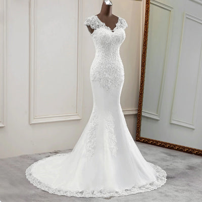 CW346 Real Photo V-neck lace mermaid wedding dress