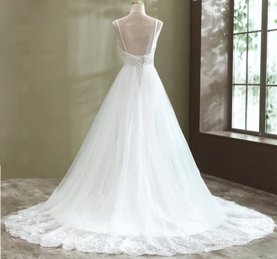 CW349 Real Photo mermaid wedding dress with tulle detachable train