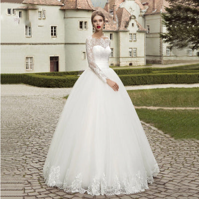 CW90 Plus size Long Sleeves Lace Wedding gown