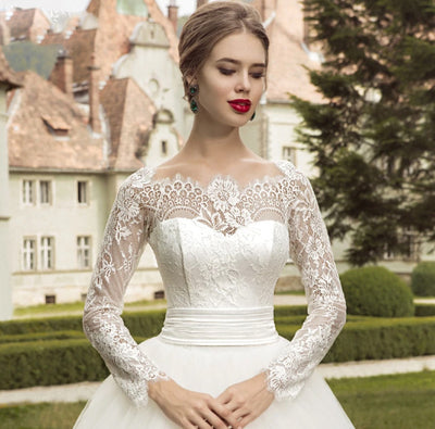 CW90 Plus size Long Sleeves Lace Wedding gown