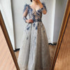 LG321 Real Photo Feathers Crystal  beading V-Neck Evening Gown