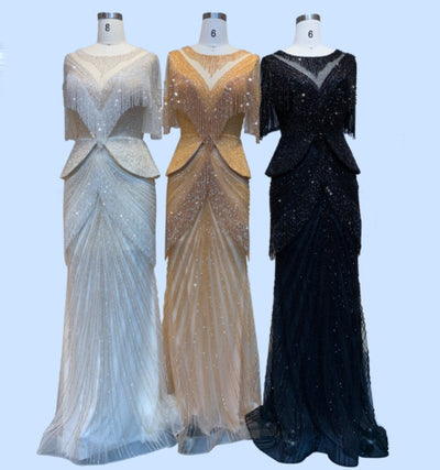 LG341 Real pictures luxurious tassel beading Pageant Gowns(6 Colors)