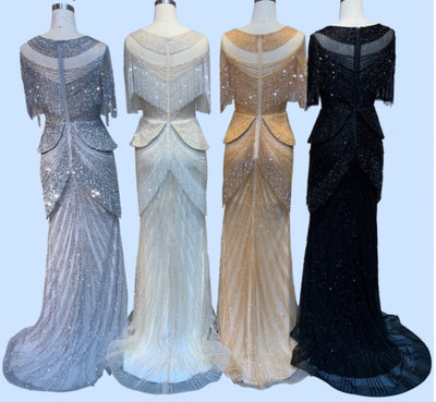 LG341 Real pictures luxurious tassel beading Pageant Gowns(6 Colors)