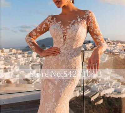 HW255 Gorgeous Appliques Mermaid Wedding Dress Detachable Train
