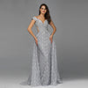 LG166 Sexy Grey Sweetheart neckline Evening Gowns with overskirt