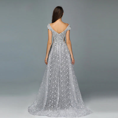 LG166 Sexy Grey Sweetheart neckline Evening Gowns with overskirt